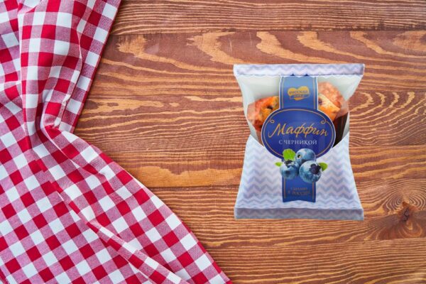 Маффины Русская Нива с черникой 80 гр.  ЦВЕТ упак