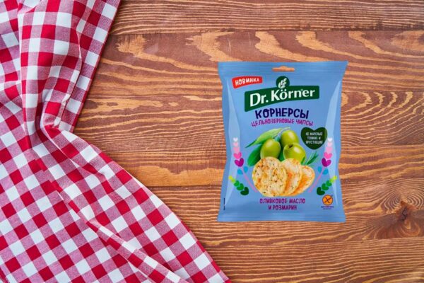 Чипсы цельнозерновые Dr. Korner с оливковым маслом и розмарином 50 гр.